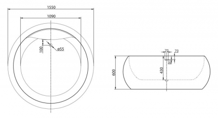 Акриловая ванна BELBAGNO BB30-1550
