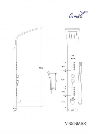 Душевая панель Cerutti SPA VIRGINIA BK CT9989