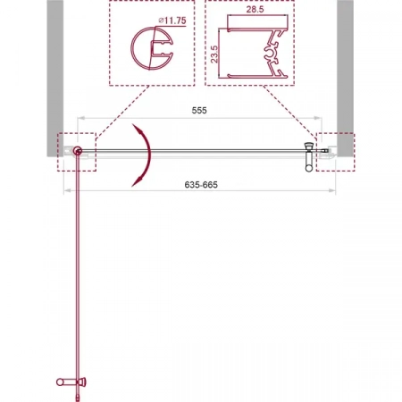 Душевая дверь BelBagno UNO-B-1-65-P-Cr