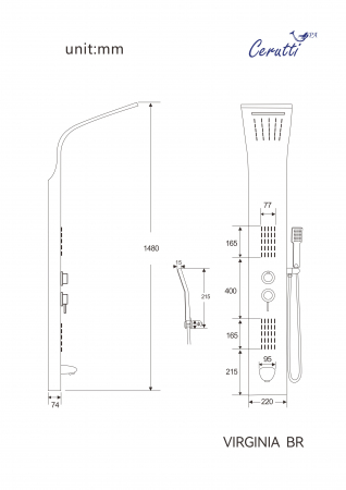 Душевая панель Cerutti SPA VIRGINIA BR CT9983