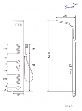 Душевая панель Cerutti SPA CELIA G CT10404
