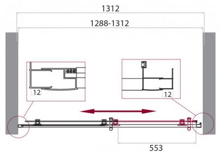 Душевая дверь BelBagno UNO-195-BF-1-130-P-Cr