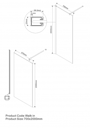 Душевая перегородка Vincea Walk-In VSW-1H700CLG