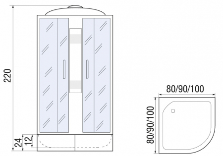 Душевая кабина RIVER NARA LIGHT XL 80/24 MT