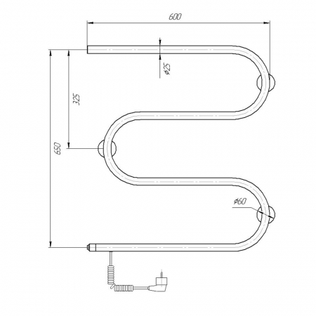 Полотенцесушитель электрический Domoterm DMT 107-25 60x60 EK L, хром
