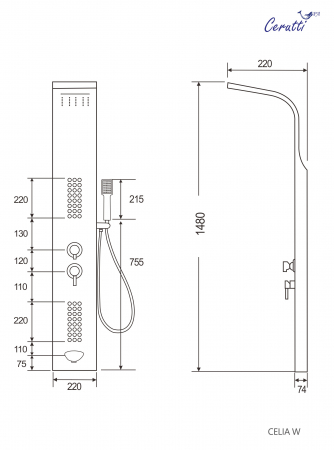 Душевая панель Cerutti SPA CELIA W CT10402