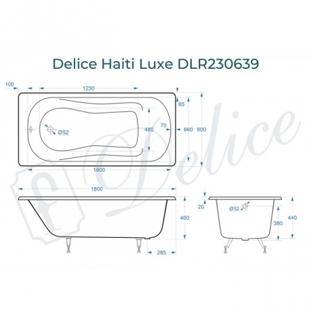 Чугунная ванна Delice Haiti Luxe 180х80