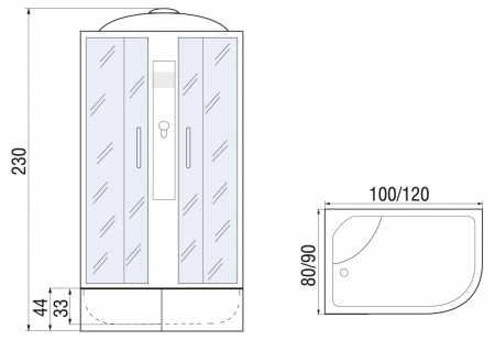 Душевая кабина RIVER DESNA XL 120/90/44 MT R