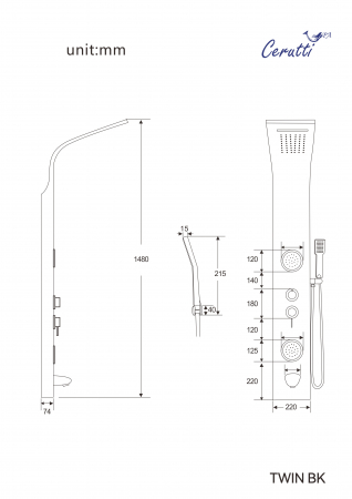Душевая панель Cerutti SPA TWIN BS CT9986