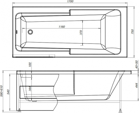 Акриловая ванна Aquanet Taurus 210611
