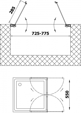 Душевая дверь в нишу Vegas Glass E2P 75 07 01