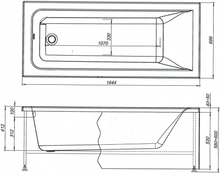 Акриловая ванна Aquanet Bright 230255