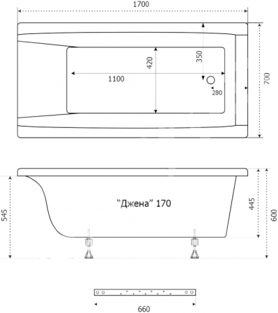 Акриловая ванна Triton Джена Щ0000001223 170x70